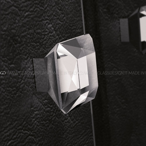 Pomello per porta contemporaneo - Diamond Pull 75 - GLASS DESIGN Srl - in ottone / in cristallo