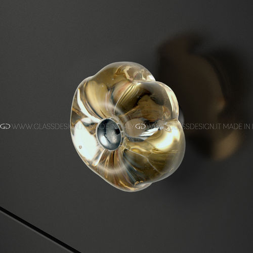 Pomello per mobile classico - Daisy  - GLASS DESIGN Srl - in ottone / in vetro