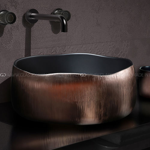 Lavabo da appoggio - MODE LUX - GLASS DESIGN Srl - in ceramica / fatto a mano / rotondo