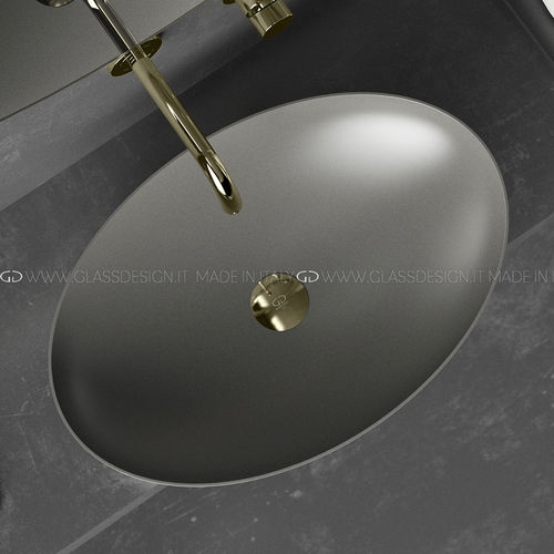 Lavabo da appoggio - Slide 60x40 - GLASS DESIGN Srl - in VetroFreddo® / personalizzabile / antibatterico