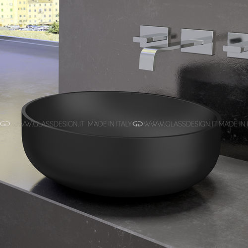 Lavabo da appoggio - Collina 35/45 - GLASS DESIGN Srl - in VetroFreddo® / rotondo / senza foro