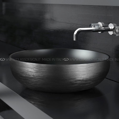 Lavabo da appoggio - Collina 35/45 Metropole  - GLASS DESIGN Srl - in VetroFreddo® / rotondo / senza foro