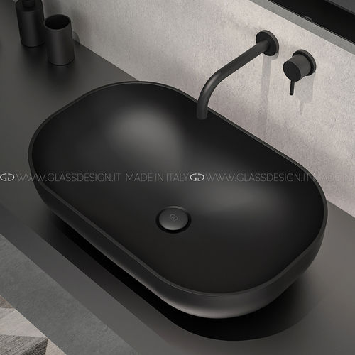 Lavabo da appoggio - Collina XL / Collina XL Metropole - GLASS DESIGN Srl - in VetroFreddo® / rettangolare / senza foro