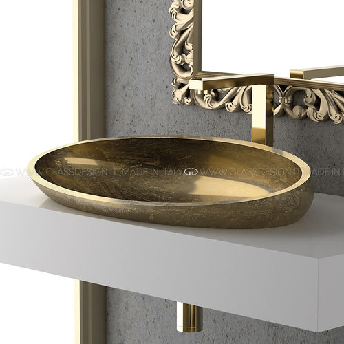 Lavabo da semincasso - Kool XL FL - GLASS DESIGN Srl - in VetroFreddo® / ovale / senza foro
