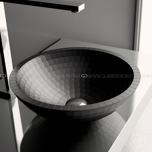 Lavabo da appoggio - Mosaic  - GLASS DESIGN Srl - in VetroFreddo® / rotondo / senza foro