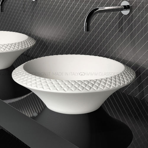 Lavabo da appoggio - Konka - GLASS DESIGN Srl - in VetroFreddo® / rotondo / senza foro
