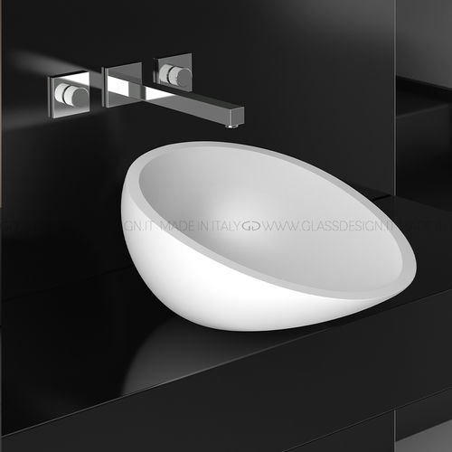 Lavabo da appoggio - Air - GLASS DESIGN Srl - in VetroFreddo® / ovale / senza foro