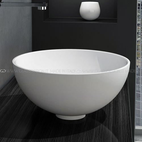 Lavabo da appoggio - Cocoon 34 - GLASS DESIGN Srl - in VetroFreddo® / con specchio regolabile / rotondo
