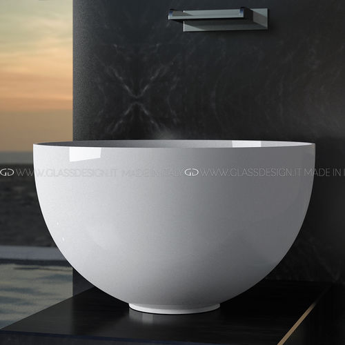 Lavabo da appoggio - Cocoon Materic/Cocoon Metal - GLASS DESIGN Srl - in VetroFreddo® / rotondo / senza foro