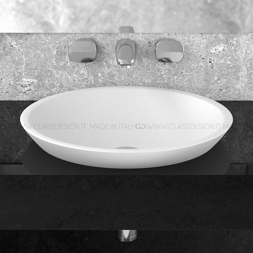 Lavabo da semincasso - Circus 43 FL/50 FL - GLASS DESIGN Srl - in VetroFreddo® / rotondo / senza foro
