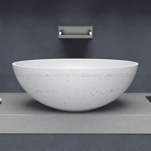 Lavabo da appoggio - Oval Travertino - GLASS DESIGN Srl - in Teknoform® / ovale / senza foro