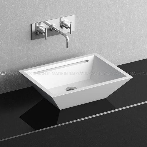Lavabo da appoggio - Yacht/Yacht sotto - GLASS DESIGN Srl - in VetroFreddo® / rettangolare / senza foro