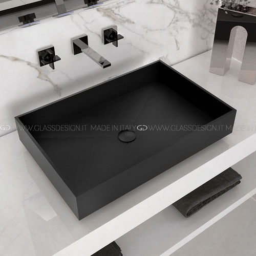 Lavabo da appoggio - Koko - GLASS DESIGN Srl - in VetroFreddo® / rettangolare / senza foro