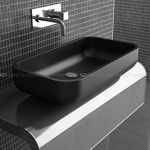 Lavabo da appoggio - Play - GLASS DESIGN Srl - in VetroFreddo® / rettangolare / senza foro