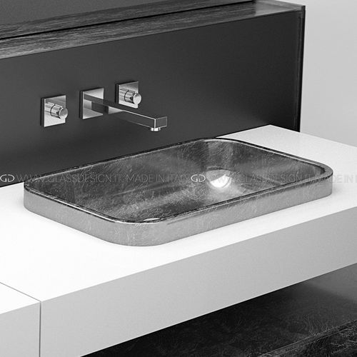 Lavabo da semincasso - Play FL - GLASS DESIGN Srl - in VetroFreddo® / rettangolare / senza foro