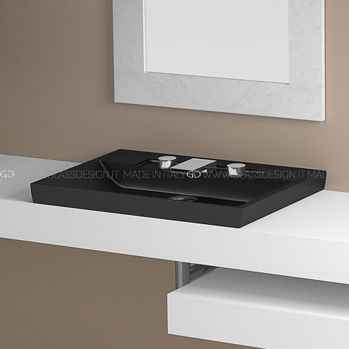 Lavabo da semincasso - ITALY FL - GLASS DESIGN Srl - in VetroFreddo® / rettangolare / 3 fori