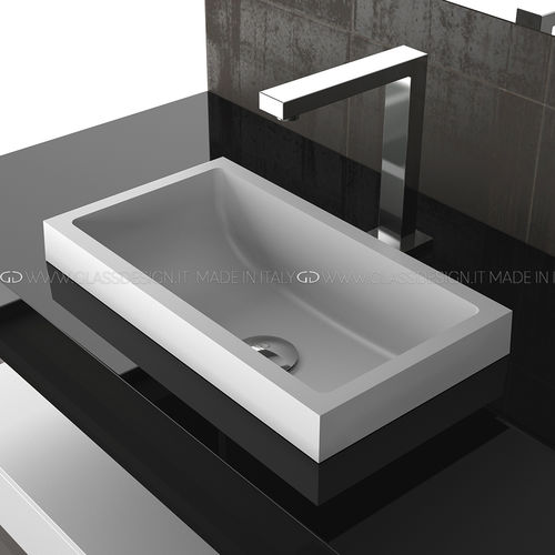Lavabo da semincasso - Kosta 1 - GLASS DESIGN Srl - in VetroFreddo® / rettangolare / senza foro