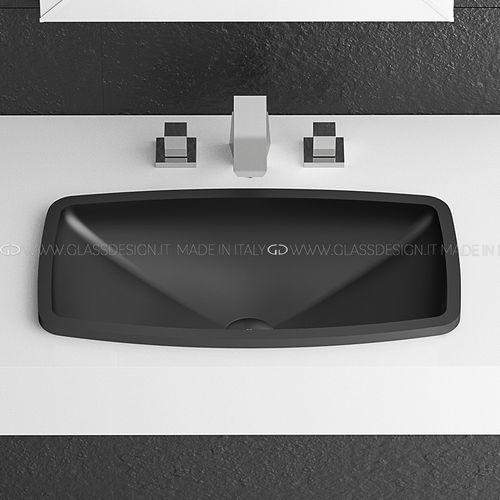 Lavabo da incasso - Kosta 2 - GLASS DESIGN Srl - in VetroFreddo® / rettangolare / senza foro