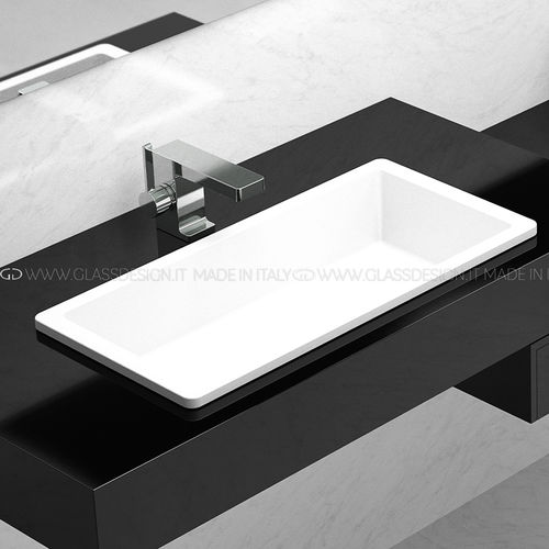 Lavabo da incasso - Rx - GLASS DESIGN Srl - in VetroFreddo® / rettangolare / senza foro