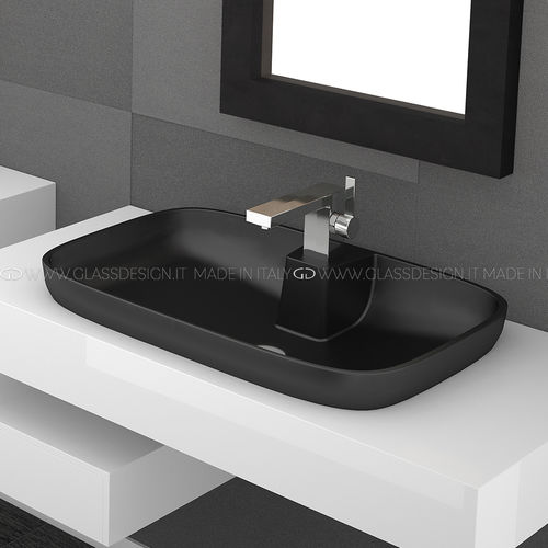 Lavabo da semincasso - Volcano FL - GLASS DESIGN Srl - in VetroFreddo® / rettangolare / 1 foro