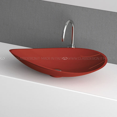 Lavabo da appoggio - Infinity Colour - GLASS DESIGN Srl - in Pert® / ovale / senza foro
