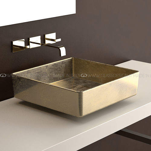 Lavabo da appoggio - Four Lux / Four Lux Sotto - GLASS DESIGN Srl - in Pert® / quadrato / senza foro