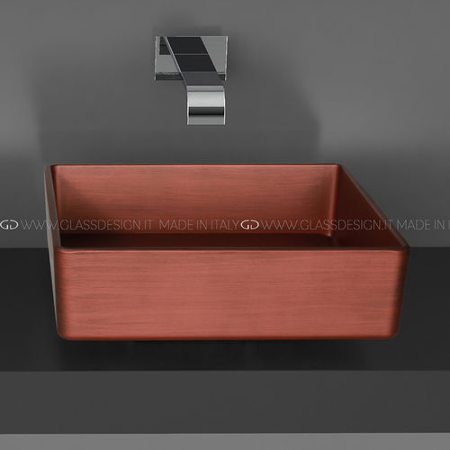 Lavabo da appoggio - Four Vision - GLASS DESIGN Srl - in Pert® / quadrato / senza foro