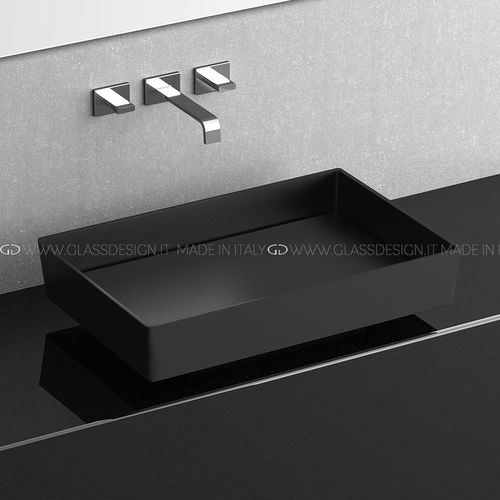 Lavabo sottopiano - Blade Vision - GLASS DESIGN Srl - in Pert® / rettangolare / senza foro