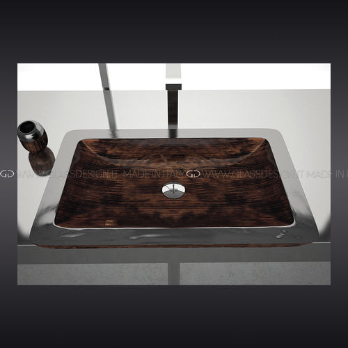 Lavabo da appoggio - Vogue - GLASS DESIGN Srl - in alluminio / rettangolare / senza foro
