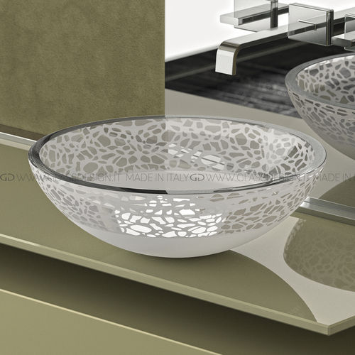 Lavabo da appoggio - Flare 34/40/44 - GLASS DESIGN Srl - in vetro / con specchio regolabile / rotondo