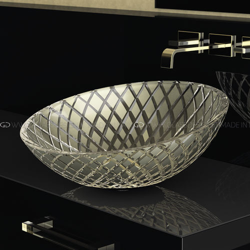Lavabo da appoggio - XENI - GLASS DESIGN Srl - in vetro / con specchio regolabile / rotondo
