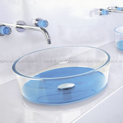Lavabo da appoggio - DROP KATINO - GLASS DESIGN Srl - in vetro / rotondo / senza foro