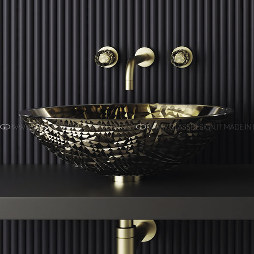 Lavabo da appoggio - Ice Oval Lux/Ice Oval Lux XL - GLASS DESIGN Srl - in cristallo / ovale / senza foro
