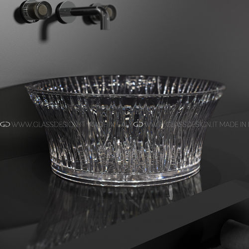 Lavabo da appoggio - Volè Sole - GLASS DESIGN Srl - in cristallo / trasparente / rotondo