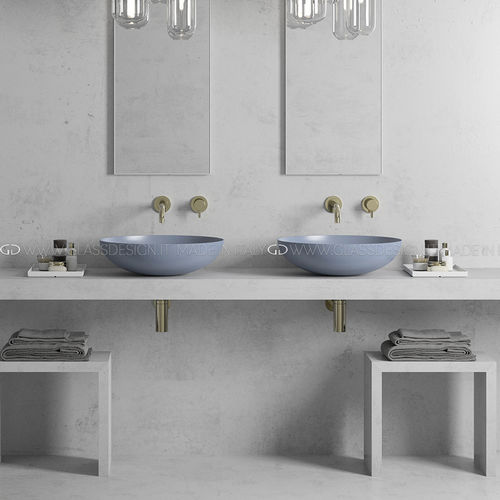 Lavabo da appoggio - Slide 34/40/44/50 - GLASS DESIGN Srl - in VetroFreddo® / rotondo / senza foro