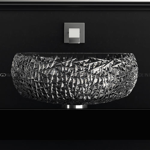 Lavabo da appoggio - Glo Ball Crystal Ice - GLASS DESIGN Srl - in cristallo / rotondo / senza foro