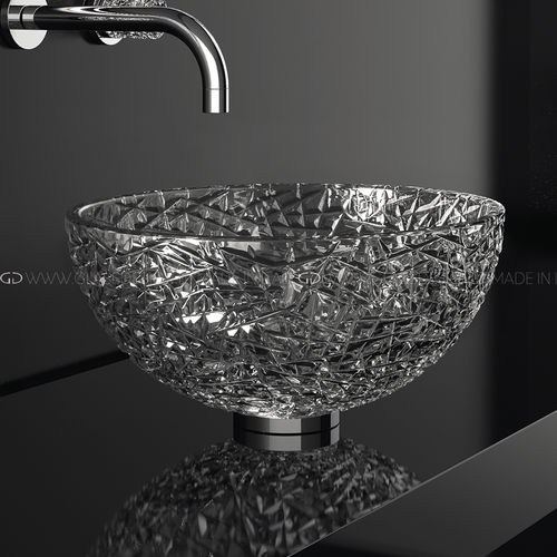 Lavabo da appoggio - Ice 34 / Ice 34 Lux - GLASS DESIGN Srl - in cristallo / trasparente / rotondo