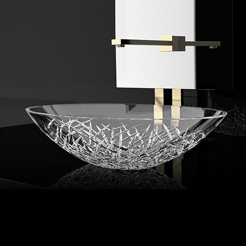 Lavabo da appoggio - Ice Oval Small/Oval/Oval XL - GLASS DESIGN Srl - in cristallo / trasparente / ovale