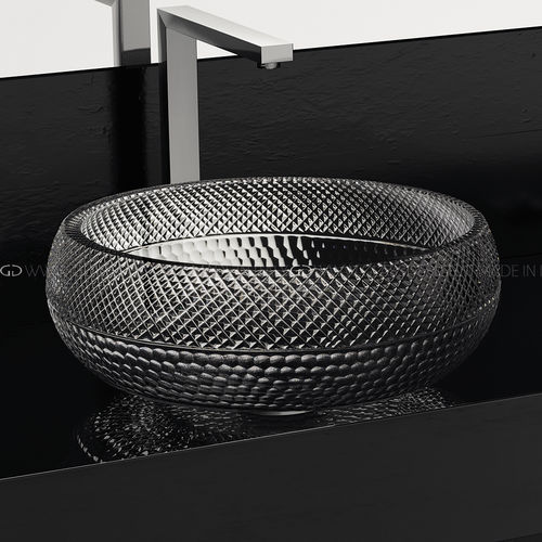 Lavabo da appoggio - Glo Ball Crystal Ramada - GLASS DESIGN Srl - in cristallo / rotondo / senza foro