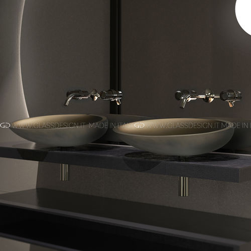 Lavabo da appoggio - Kool/Kool Max/Kool XL/Kool Oversize - GLASS DESIGN Srl - in VetroFreddo® / ovale / senza foro