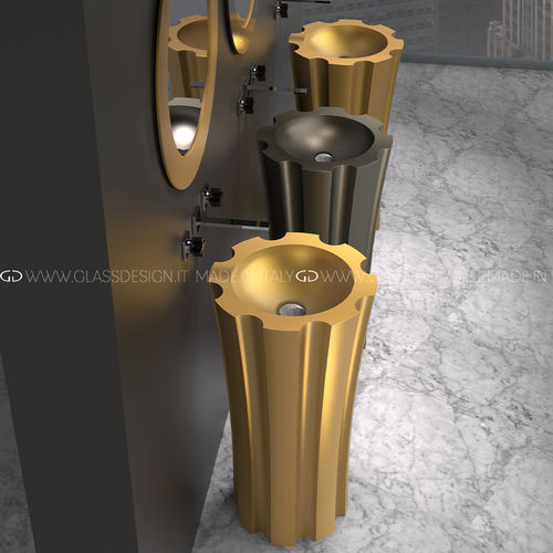 Lavabo autoportante - Kolonna - GLASS DESIGN Srl - in VetroFreddo® / senza foro / senza troppopieno