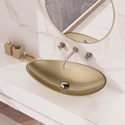 Lavabo da appoggio - Infinity Starlight - GLASS DESIGN Srl - in Pert® / ovale / senza foro