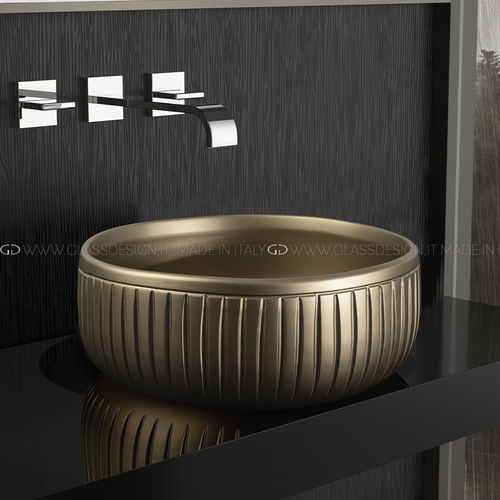 Lavabo da appoggio - VALLE - GLASS DESIGN Srl - in ceramica / fatto a mano / rotondo