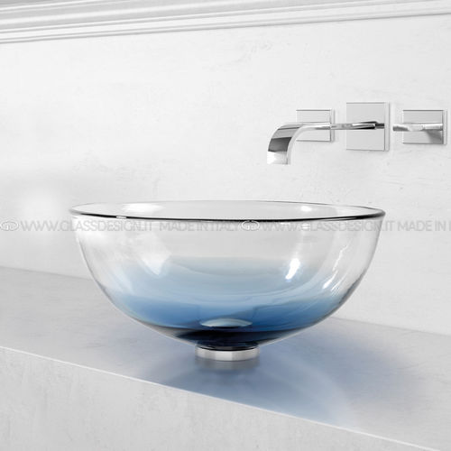 Lavabo da appoggio - Laguna Deep Blue / Laguna Deep Smoke - GLASS DESIGN Srl - in vetro di Murano / trasparente / rotondo