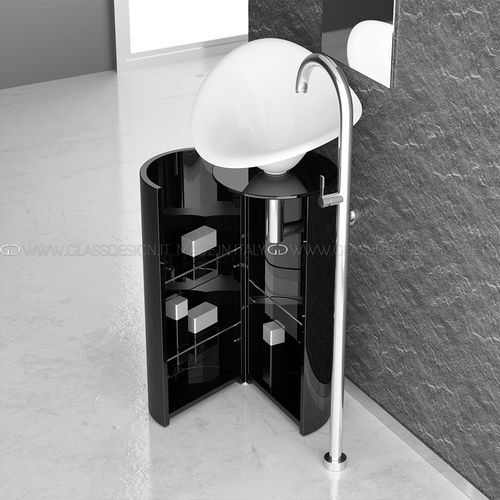 Mobile lavabo da appoggio - KOIN XL - GLASS DESIGN Srl - in metallo / contemporaneo / con sportello