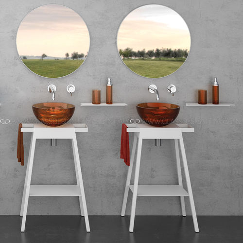 Mobile lavabo da appoggio - BLOOM - GLASS DESIGN Srl - in metallo / in VetroFreddo® / contemporaneo