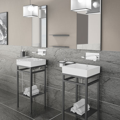 Mobile lavabo da appoggio - MILANO PLUS - GLASS DESIGN Srl - in acciaio inossidabile / contemporaneo / senza ante