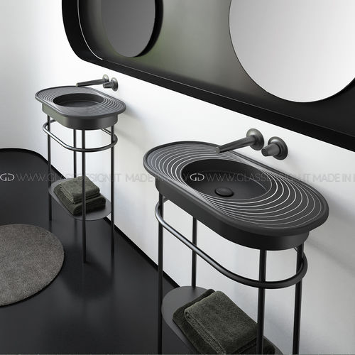 Mobile lavabo da appoggio - Lap Plus - GLASS DESIGN Srl - in acciaio inossidabile / contemporaneo / senza ante