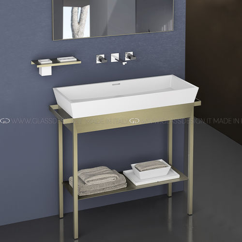 Mobile lavabo da appoggio - GENOVA PLUS - GLASS DESIGN Srl - in acciaio inossidabile / contemporaneo / senza ante