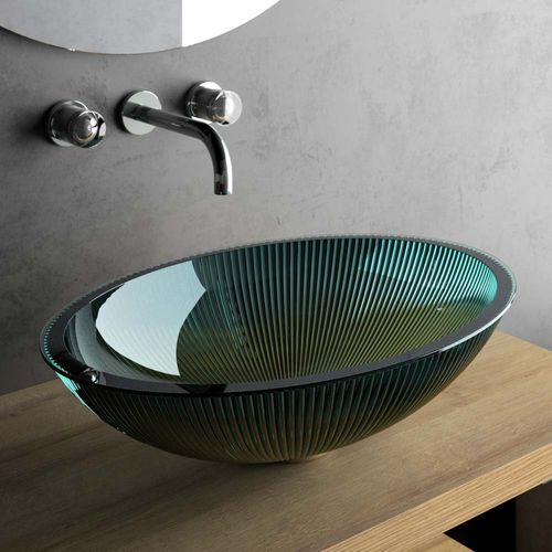 Lavabo da appoggio - PLISSE - GLASS DESIGN Srl - in vetro / colorato / ovale